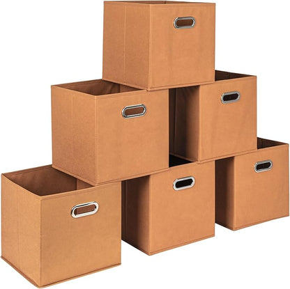 Household Essentials Foldable Fabric Storage Cubes 6-Pack – 11x11x11 Stackable by HouseholdEssentials