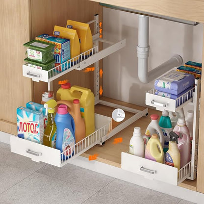 2 Tier Slide Out Kitchen Cabinet Organizers by LIAISIMI