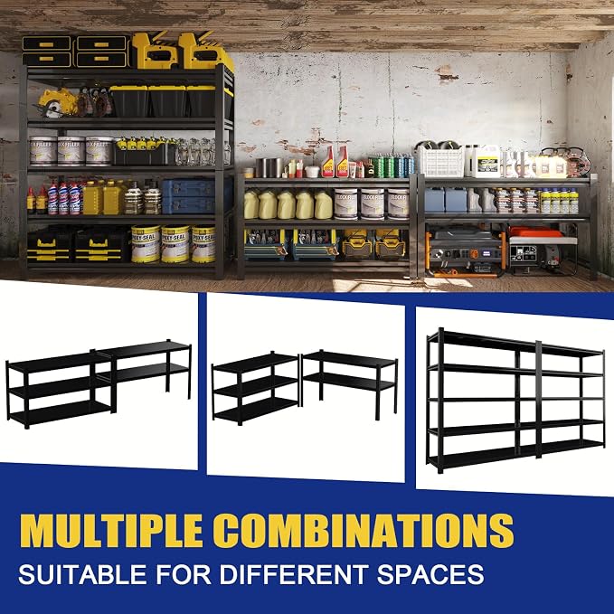 3000LBS Garage Shelving Units and Storage, Heavy Duty Shelf Rack, 5 Tier Shelves - Image 7