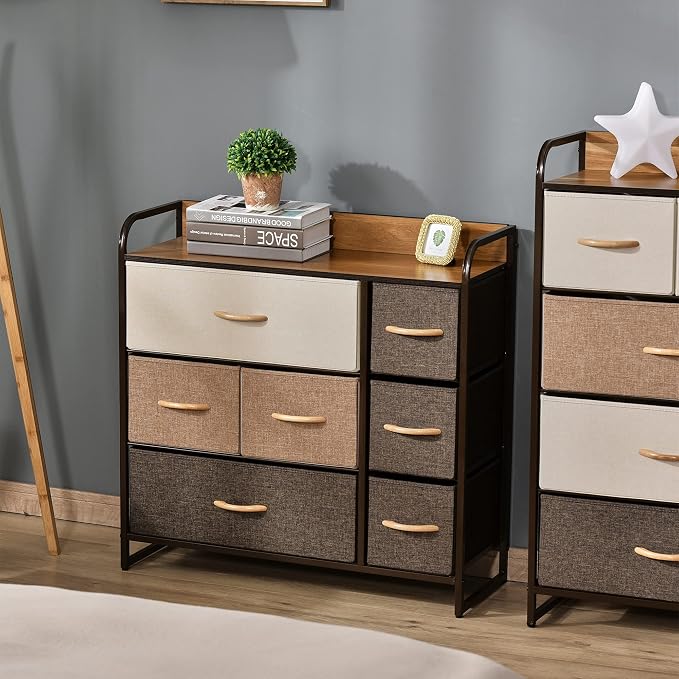HOMCOM 7-Drawer Dresser, Fabric Chest of Drawers, 3-Tier Storage Organizer - Image 2