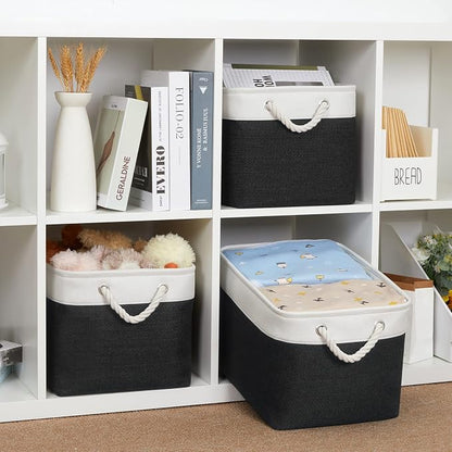 Bidtakay Black Storage Baskets for Shelves Collapsible Organizer Baskets for - Image 4