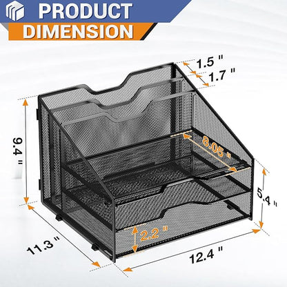 Letter Tray Organizer, Mesh Desk File Organizer - Image 2