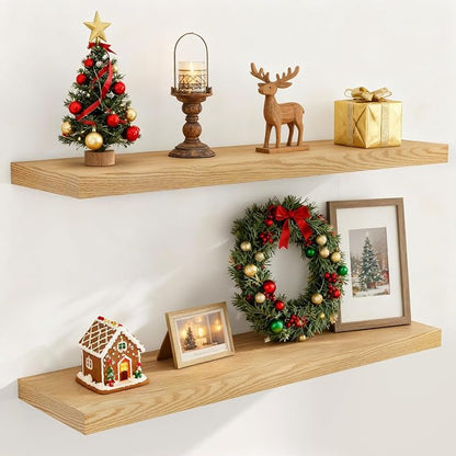 Fun Memories 40 Inch Floating Shelvese, Farmhouse Wood Wall Shelves by FunMemories