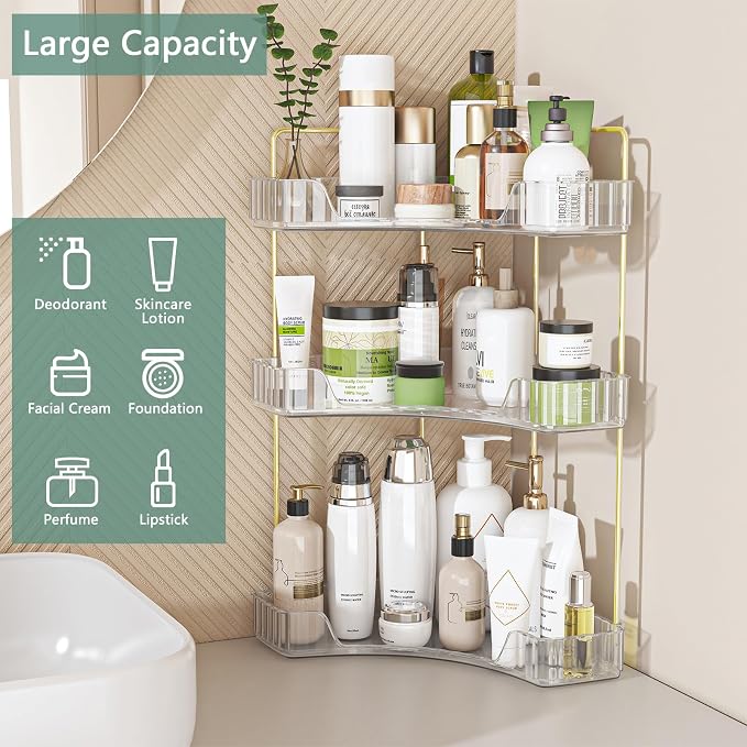 Webetop Corner Bathroom Counter Organizer 3 Tier Bathroom Countertop Organizers - Image 5