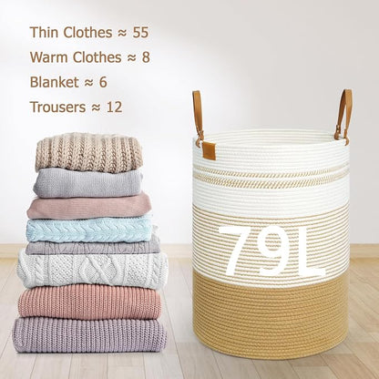 danpinera 79L Laundry Hamper Basket, Tall Round Dirty Clothes Hamper - Image 3