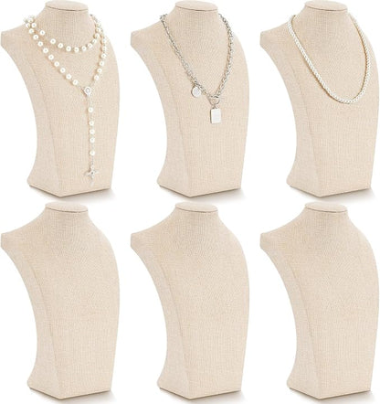 Kigley 6 Pcs Linen Necklace Display Bust Jewelry Holder Necklace Retail - Image 8