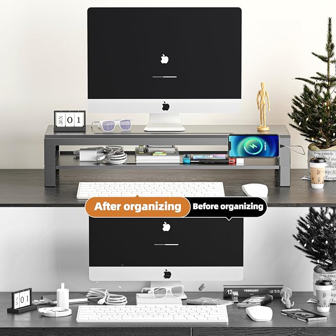 2-Tier Metal Computer monitor stand Laptop Desk Shelf & Monitor Riser ，27.55 - Image 6