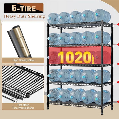 REIBII 5-Tier Wire Shelving Rack Storage Shelves Metal Shelves, 1020 LBS - Image 5