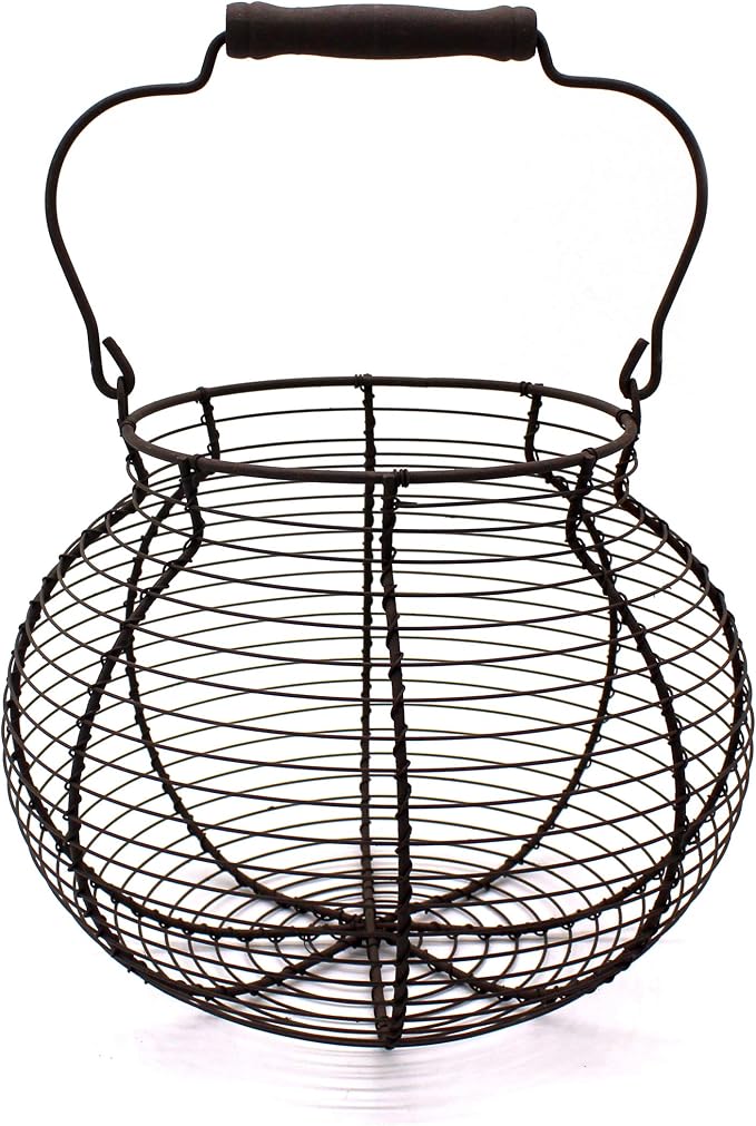 CVHOMEDECO. Antique Wire Egg Basket - Image 3