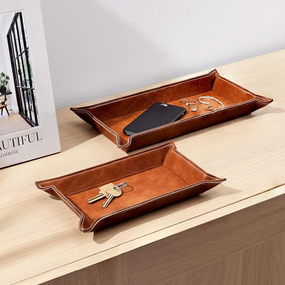 Navaris Faux Leather Valet Tray Set of 2 - Image 3