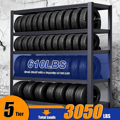 84''H Garage Shelving Heavy Duty, 3050LBS Storage Shelves, Adjustable Metal - Image 3