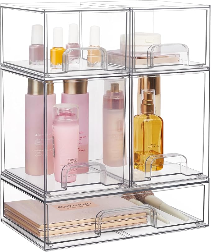Vtopmart Stackable Storage Drawers Set of 5, Beauty Supplies Storage, Pantry - Image 4