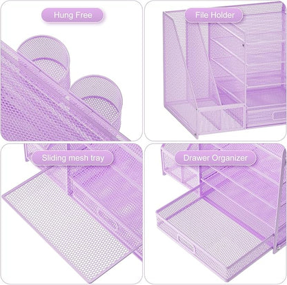 Marbrasse Desk Organizer with File Holder, 5-Tier Paper Letter Tray Organizer - Image 4
