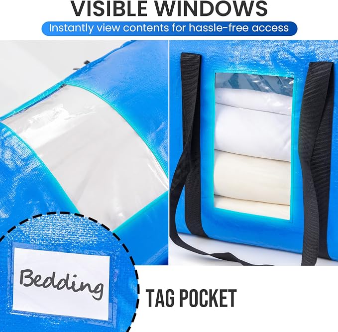 TAILI 2 Tier Extra Large Moving Bags, 2 Pack Blue Heavy Duty Totes - Image 7
