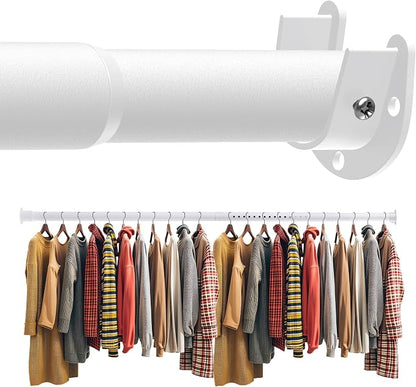 Closet Rod 50-87 Inches, Adjustable Heavy Duty Metal White Closet Rods by Unknown