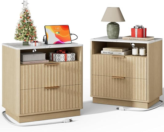 Large Fluted Night Stand Set of 2 by FavourLife