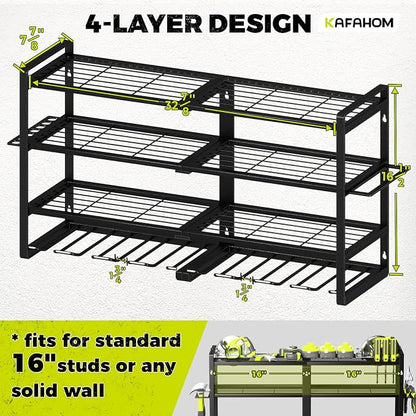 KAFAHOM Power Tool Organizer-8 Drill Holder Wall Mount, 4 Layer Heavy Duty - Image 4