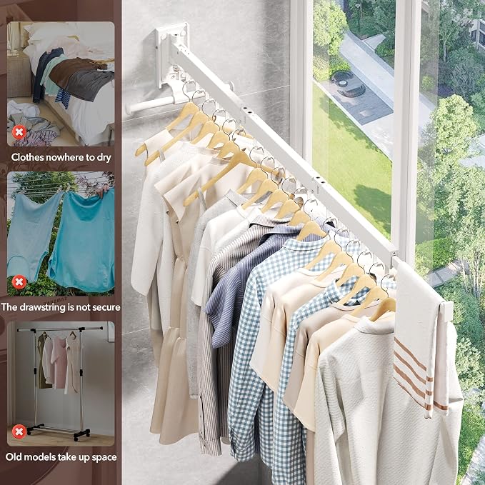 Clothes Drying Rack, Laundry Drying Rack Wall Mount, Wall Mounted Clothes Rack - Image 5