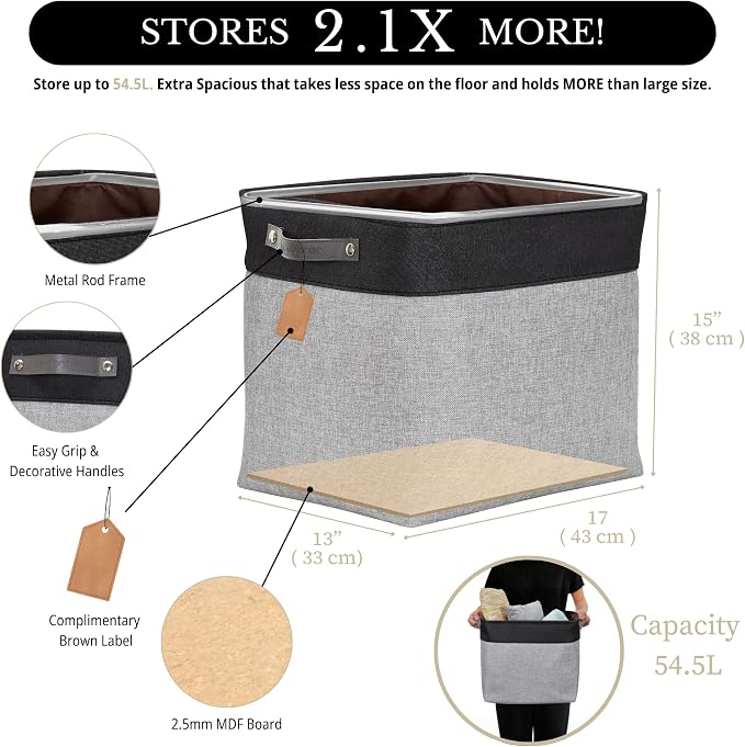 DECOMOMO Extra Large Storage Baskets, 54.5L Fabric Storage Bins - Image 3
