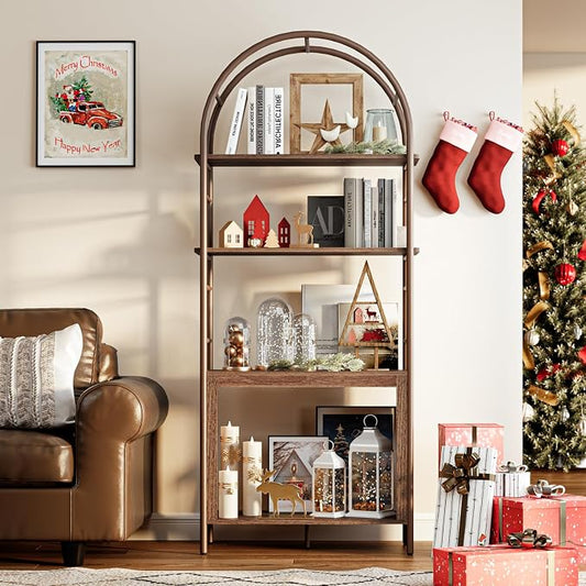 BREEZEHEAT 4-Tier Arched Bookshelf, Floor Standing Open Display Storage Shelf by BREEZEHEAT