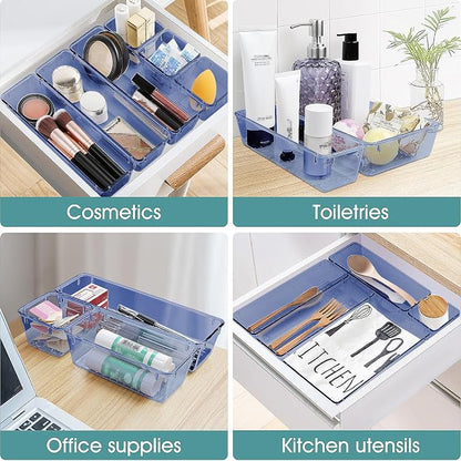 WOWBOX 25 PCS Plastic Drawer Organizer Set, 4 Sizes Desk Drawer Divider - Image 5