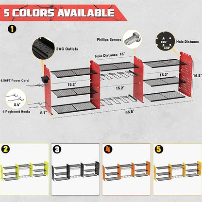 Power Tool Organizer with Charging Station Wall Mount, 3 Layer Expanded Heavy - Image 3