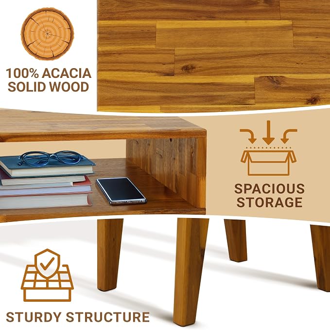 Acacia Serena Nightstand Solid Wood Nightstand - Image 3