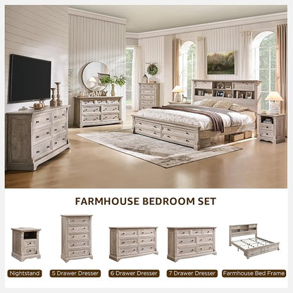T4TREAM Farmhouse 5 Drawers Dresser - Image 6