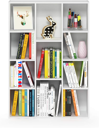 Furinno LUDER Book Shelf, 11-Cube Bookshelf, Reversible Bookcase, 9.4 x 29.1 x - Image 6
