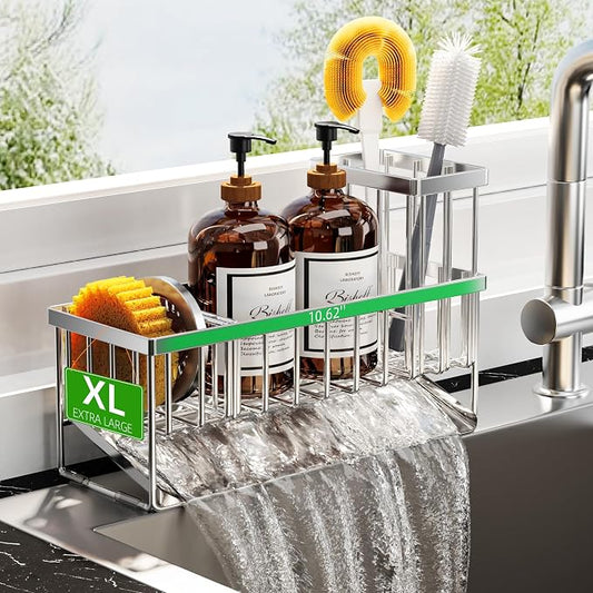 Cisily Extra Large Silver Kitchen Sink Caddy Organzier by CISILYHOMELIFE