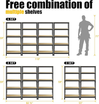 PrimeZone Storage Shelves 2 Pack 5 -Tier Heavy Duty Shelf, 1325 lbs /Pack - Image 8