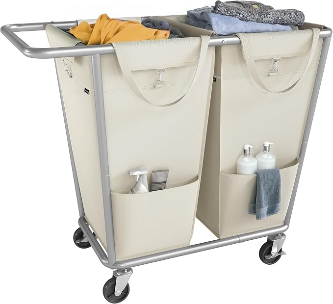 SONGMICS Laundry Basket with Wheels, 2-Section Laundry Sorter, 50.2 Gallons by SONGMICSbySONGMICSHOME