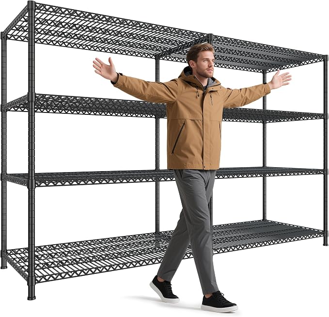REIBII 81.5''W Storage Shelves 3680LBS Garage Shelving Heavy Duty 4 Tier Metal by REIBII