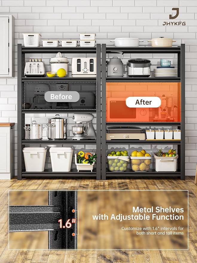 JHYKHG 63" H Storage Shelves, 5-Tier Heavy Duty Garage Shelving, Adjustable - Image 7