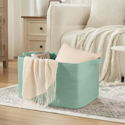 95L Extra Large Blanket Basket, Rectangle Nursery Blanket Storage - Image 3