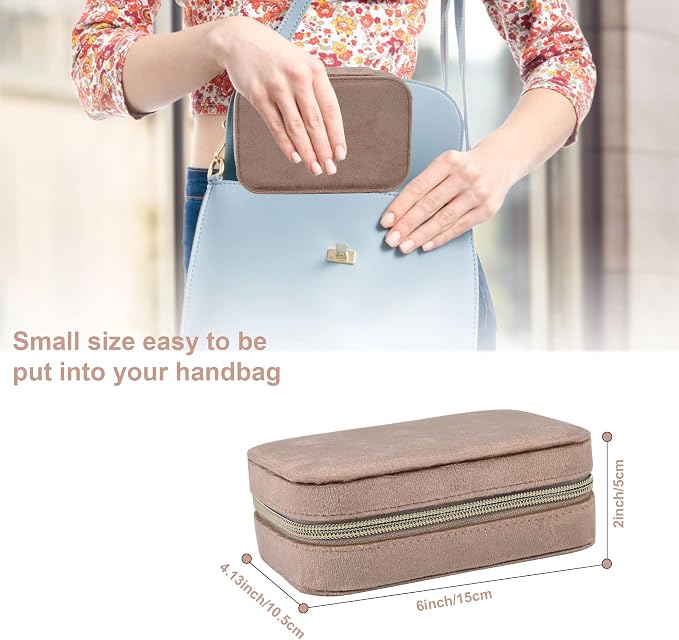 Dajasan Velvet Travel Jewelry Case, Mini Portable Travel Jewelry Organizer Boxes - Image 2