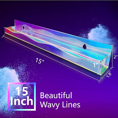YMVV 15" Nail Polish Rack Wall Mounted Shelf, 6 Pack Clear Rainbow Iridescent - Image 3