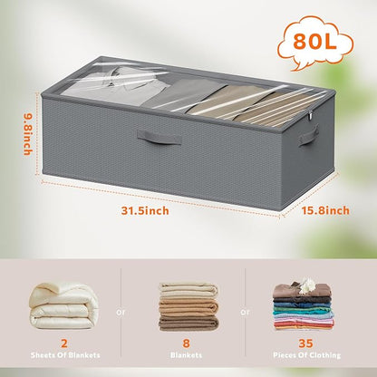 10 Inch 2 Pack Under Bed Storage Containers, 10 Inch Tall Underbed Clothes - Image 3