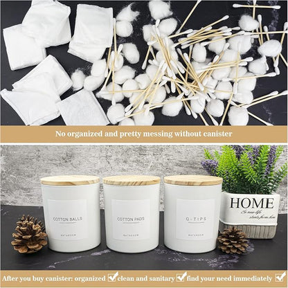 3PCS Farmhouse 13.53oz White Bathroom Canisters - Image 6