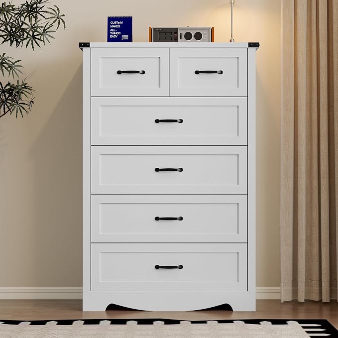 Tall 6-Drawer Dresser for Bedroom, Modern Wooden Chest of Drawers - Image 3