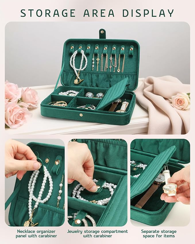 VELORIA Jewelry Box, Premium Velvet Travel Jewelry Organizers & Storage - Image 5
