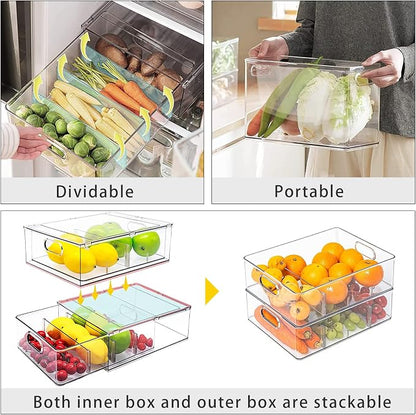 MineSign 4Pack Stackable Fridge Drawers Pull-out Storage Bins - Image 5