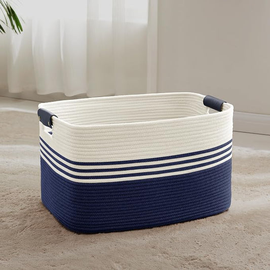 60L Large Laundry Basket with Leather Handles by SunNewt