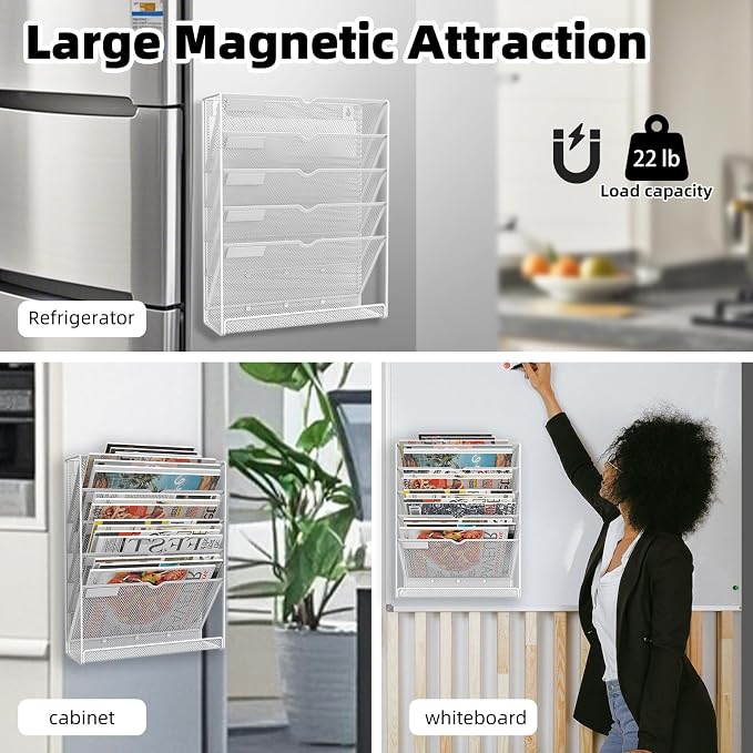 6 Tier Magnetic File Holder, No Drilling Installation File Cabinet Organizer - Image 4