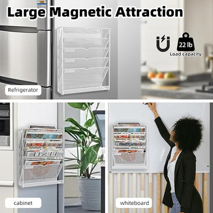 6 Tier Magnetic File Holder, No Drilling Installation File Cabinet Organizer - Image 4