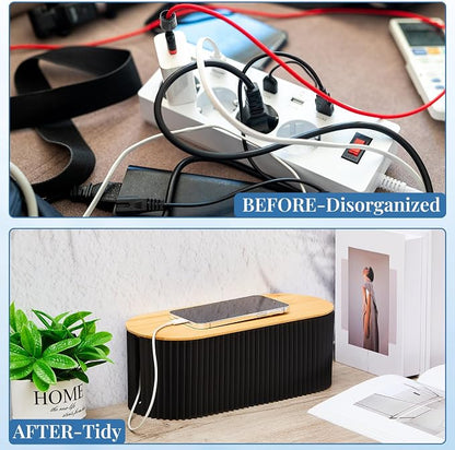 Marsui 2 Pcs Black Cable Management Organizer Box - Image 4