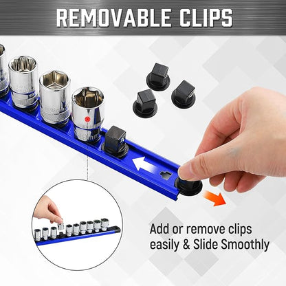 ALOANES 6-Piece Magnetic Socket Organizer, Heavy Duty Aluminum Socket Rails - Image 4