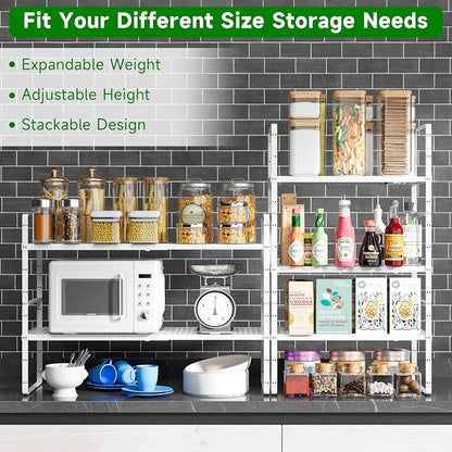 Expandable Kitchen Cabinet Shelf Organizer Rack Heavy Duty Metal Spice Rack - Image 3