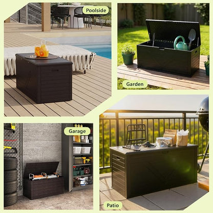 Outdoor Storage Box, Lockable Patio Cushions, Garden Tools Storage - Image 6