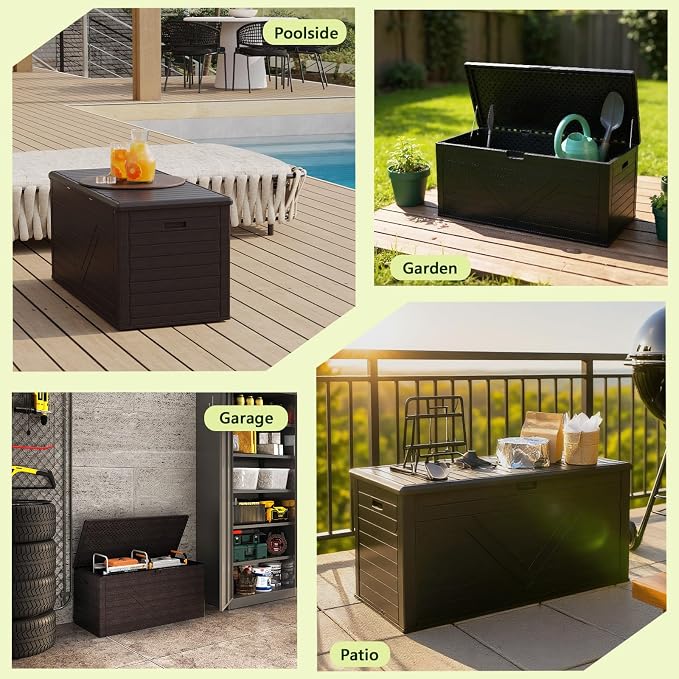 Outdoor Storage Box, 260 Gallon Deck Box Outdoor Storage Bench Outside - Image 7